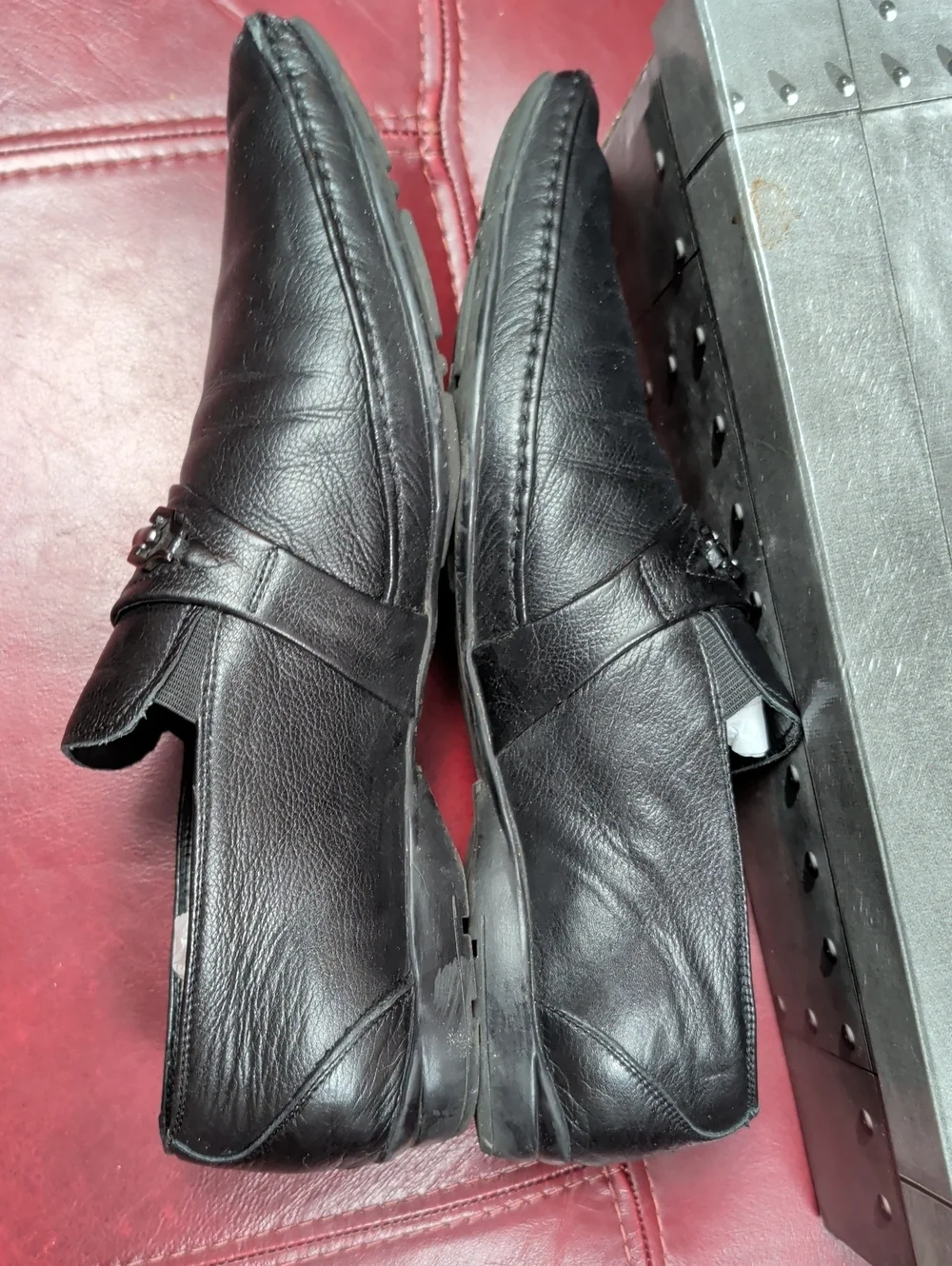 Basconi  Men’s Black Leather Slip-On Loafers Size 42